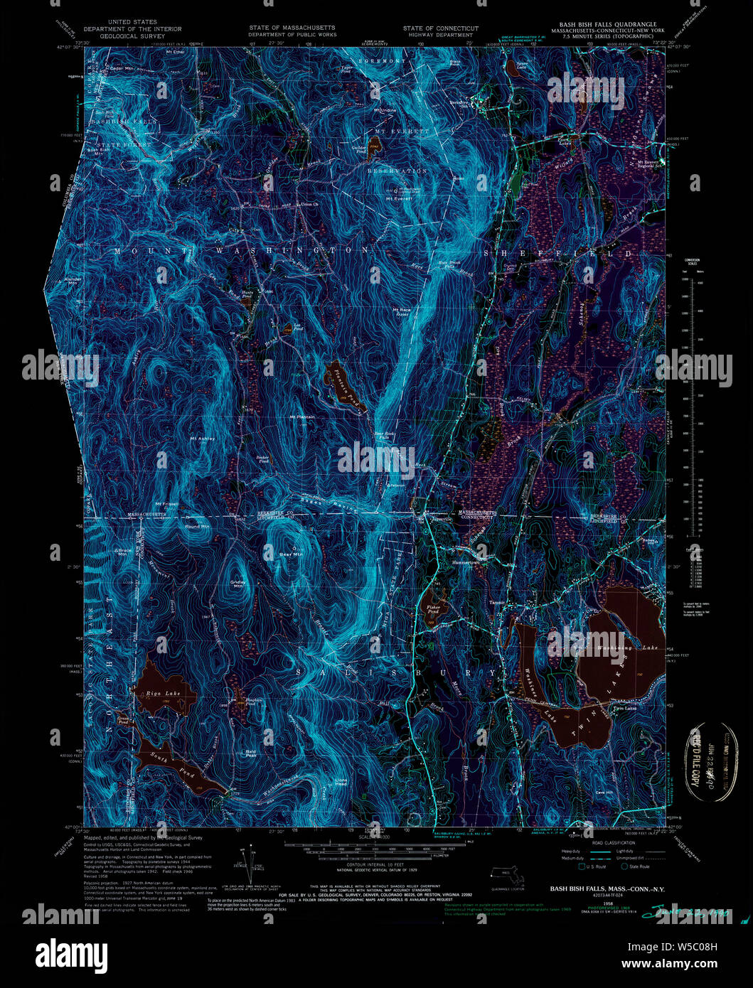 Massachusetts USGS Historical Topo - Massachusetts Usgs Historical Topo Map Ma Bash Bish Falls 349985 1958 24000 Inverted Restoration W5C08H 