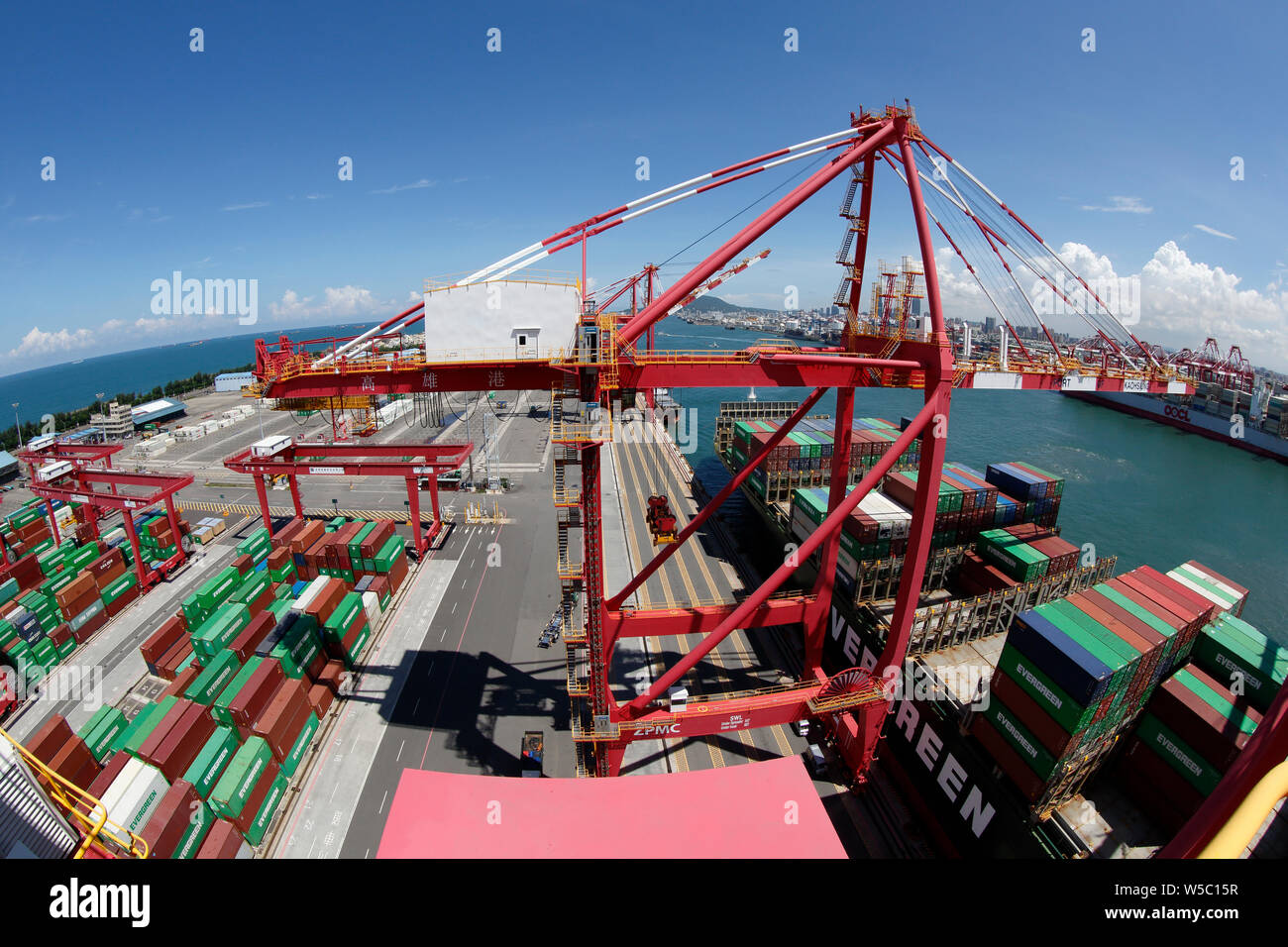 Gantry Crane And Portal Container Crane Work In Kaohsiung Port Taiwan Stock Photo Alamy