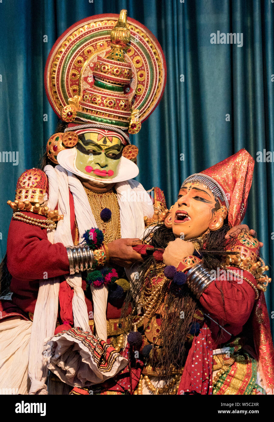 Munnar, India - Mar 11, 2018: A Traditional Hindi Theater Play Shows A 