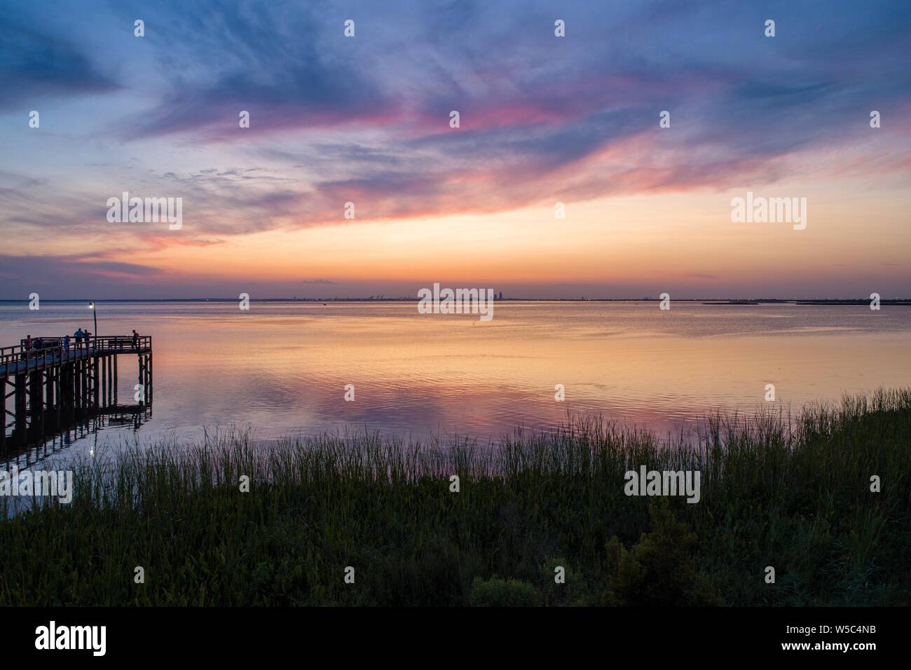 Sunset on Mobile Bay from Daphne, Alabama Stock Photo Alamy