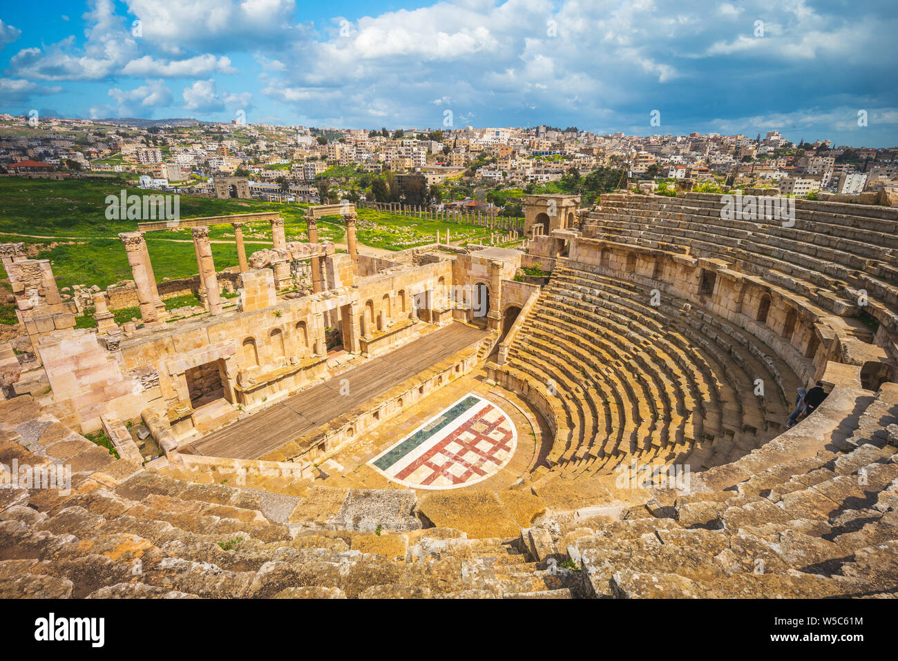 Roman Theatre in Jerash, near Amman, Jordan Stock Photo