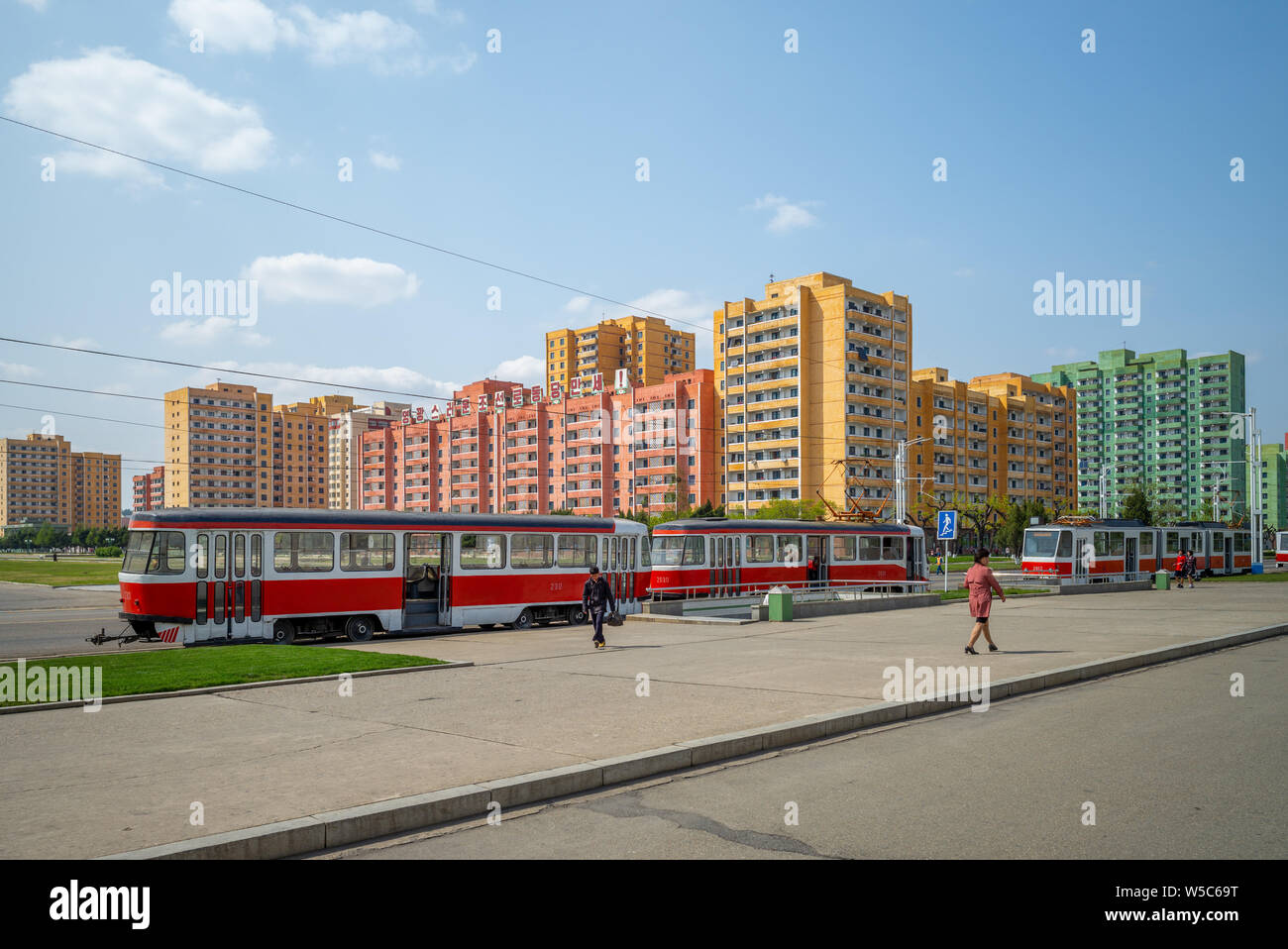 Pyongyang, North Korea - April 29, 2019: street view of pyongyang, the capital and largest city of the Democratic People's Republic of Korea (DPRK) Stock Photo