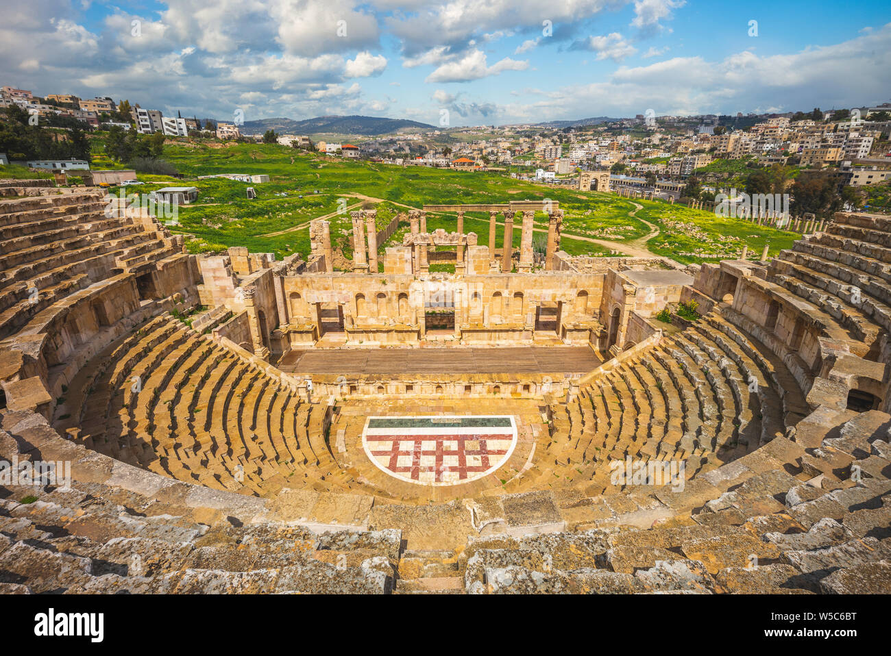 Roman Theatre in Jerash, near Amman, Jordan Stock Photo