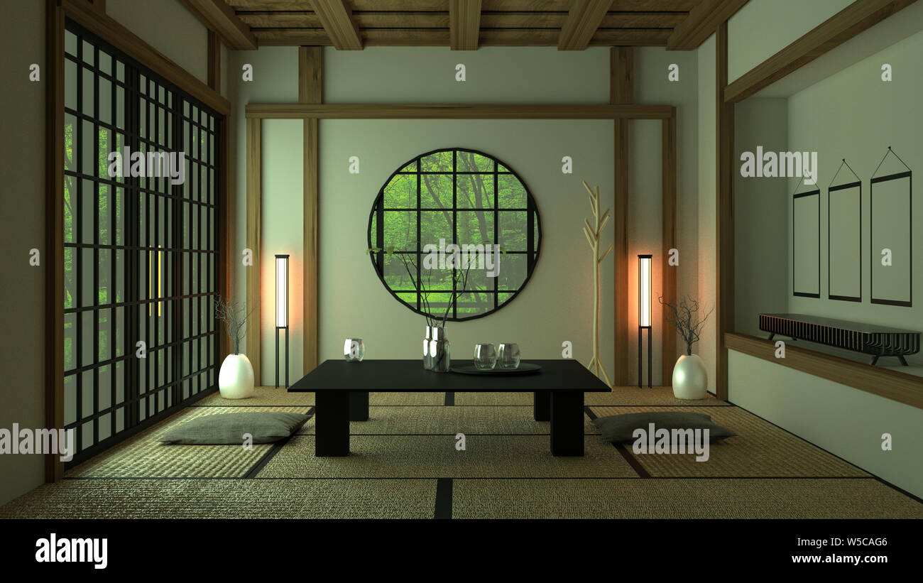 Room Design Japanesestyle. 3D rendering Stock Photo Alamy