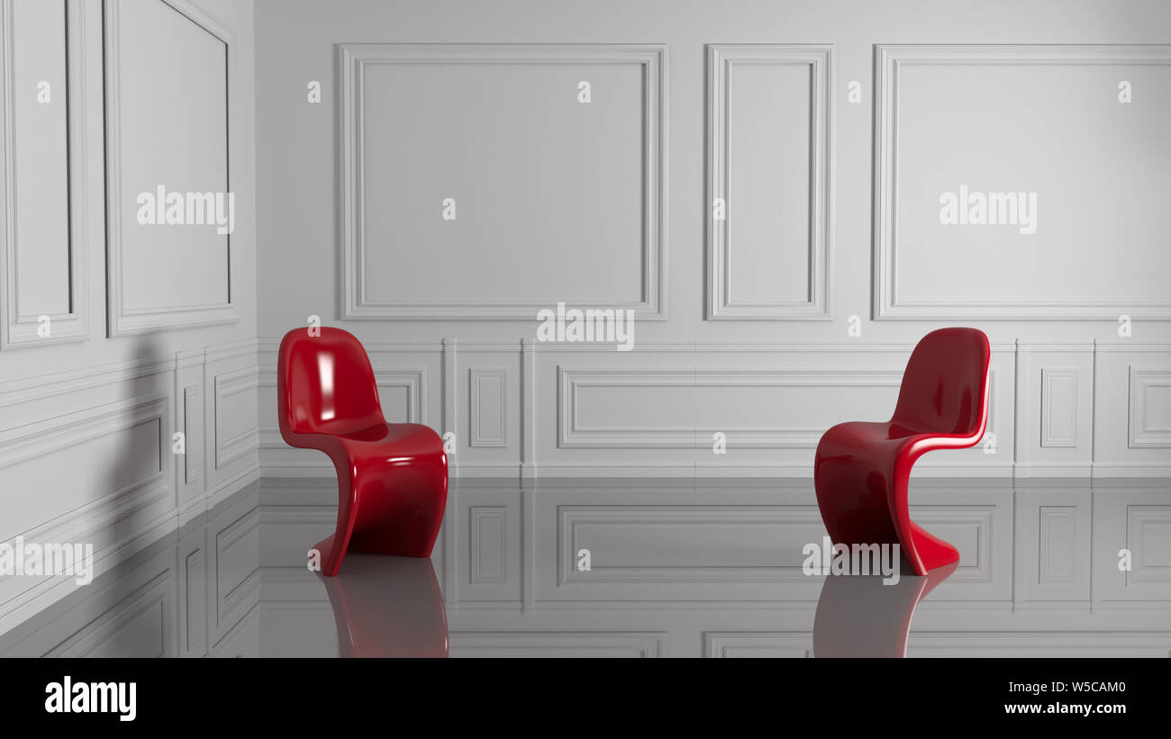 Empty white luxury room interior. 3d rendering Stock Photo