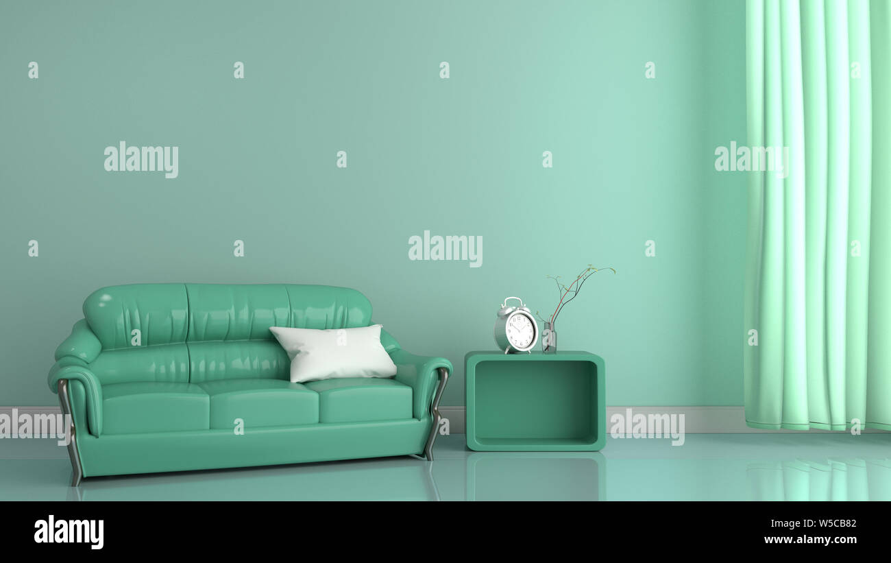 Modern room interior mint style. 3D rendering Stock Photo