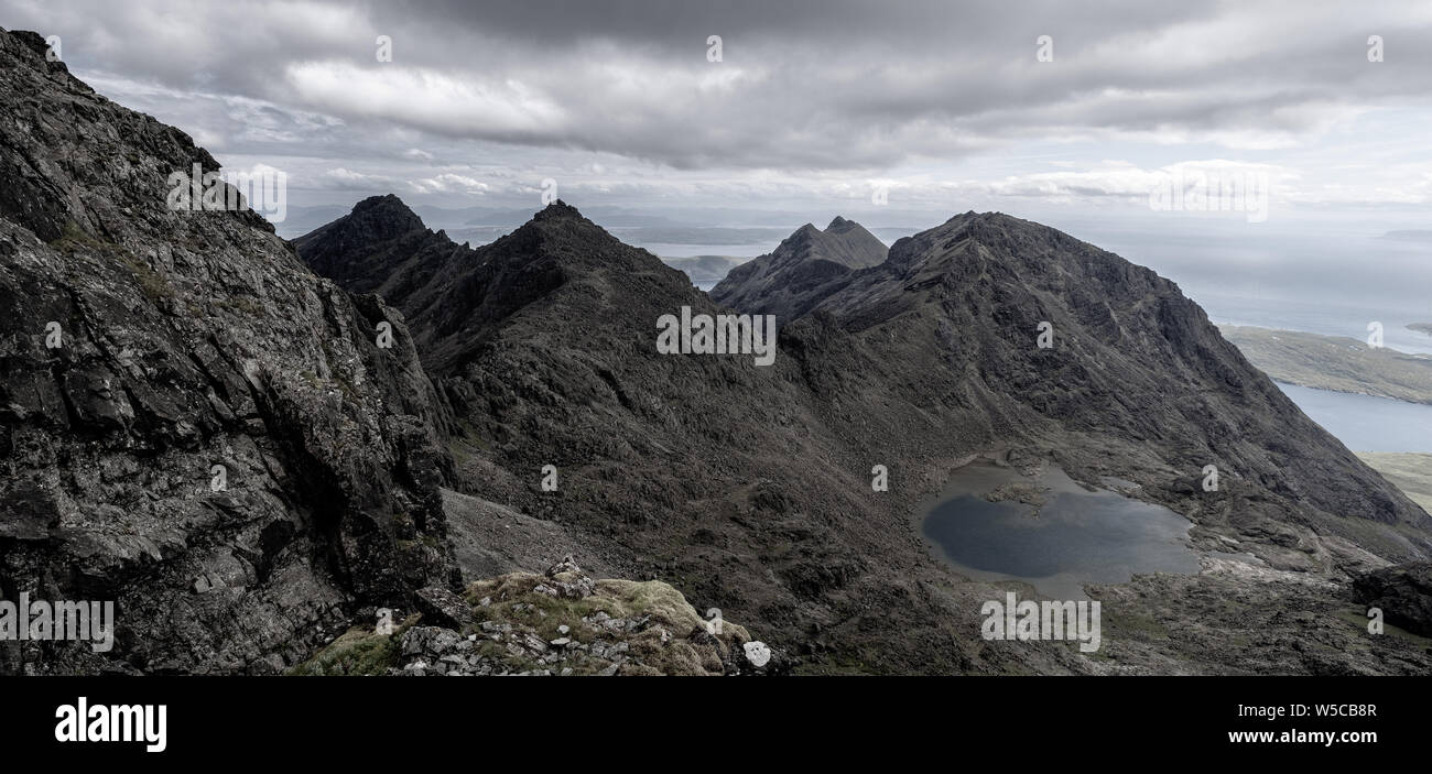 Sgurr nan Eag, Sgurr Dubh Mor and Coir a Ghrunnda, Cuillin Ridge, Isle of Skye Stock Photo