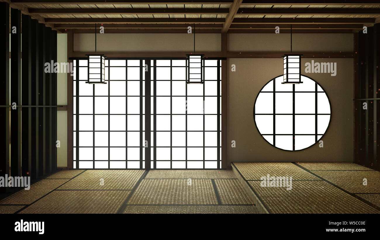 mock up, Japanese empty room tatami mat Designing the most beautiful. 3D  rendering Stock Photo - Alamy