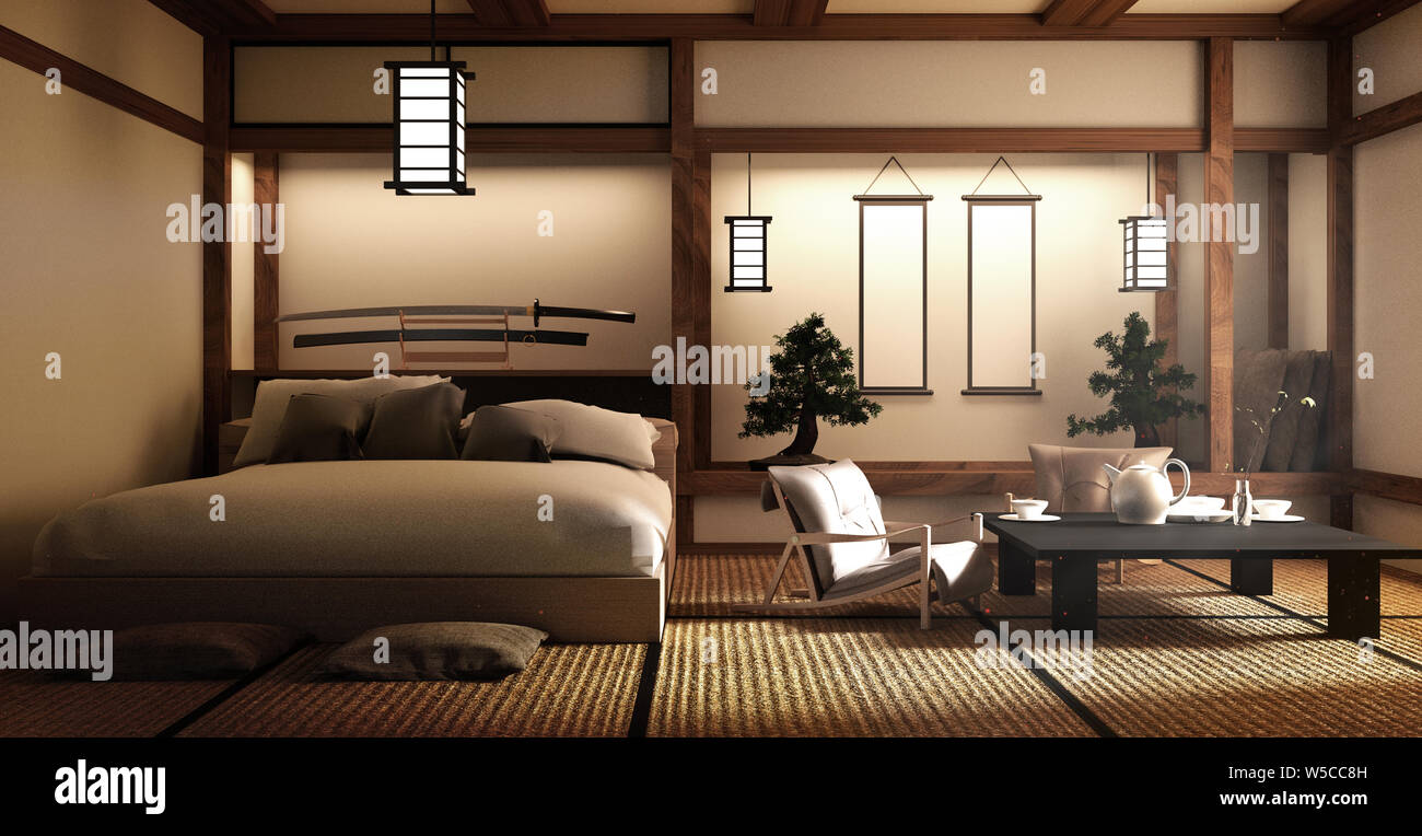 Designed Specifically In Japanese Style Bed Room And Decoration