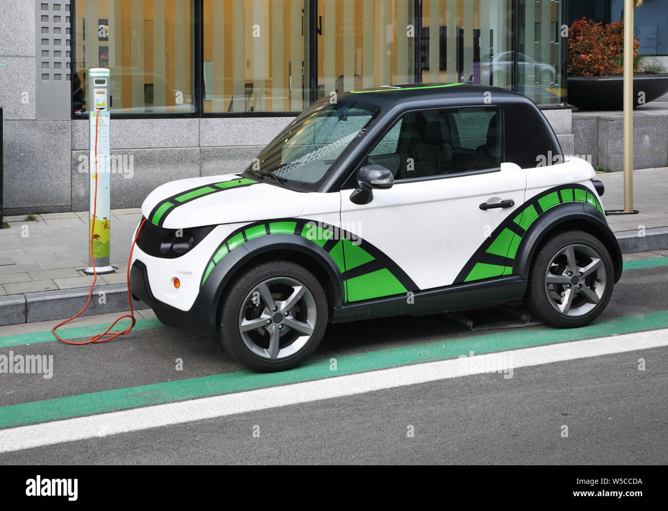 Electric car in Brussels. Belgium Stock Photo Alamy