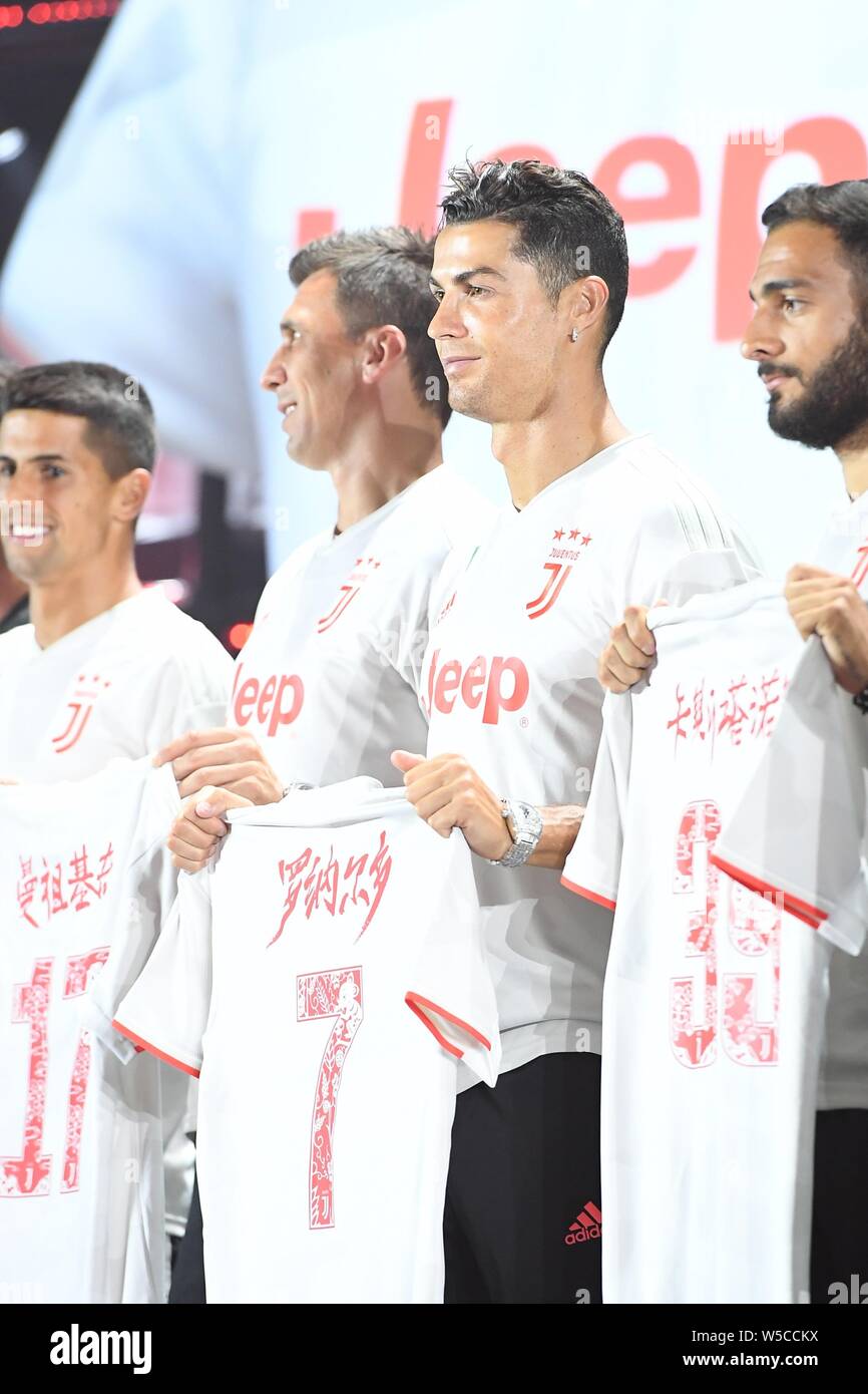 Portuguese football player Cristiano Ronaldo of Juventus F.C. attends a  press conference to launch new 2019/20 Away Kit during the 2019  International Champions Cup football tournament in Shanghai, China, 25 July  2019 Stock Photo - Alamy