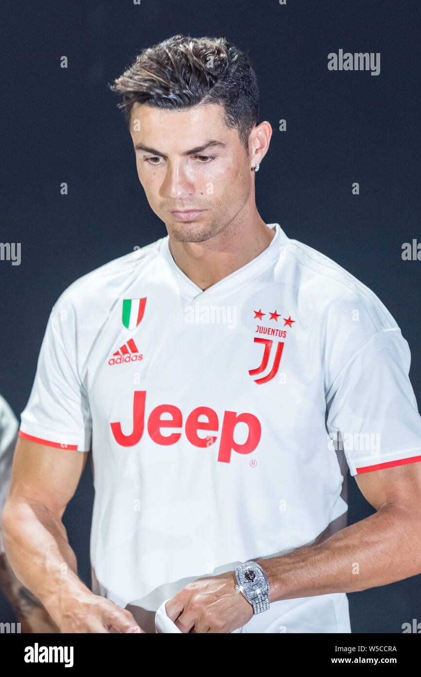 Portuguese football player Cristiano Ronaldo of Juventus F.C. attends a  press conference to launch new 2019/20 Away Kit during the 2019  International Champions Cup football tournament in Shanghai, China, 25 July  2019 Stock Photo - Alamy