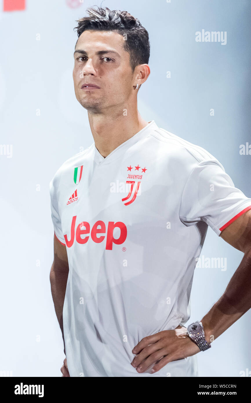 Portuguese football player Cristiano Ronaldo of Juventus F.C. attends a  press conference to launch new 2019/20 Away Kit during the 2019  International Champions Cup football tournament in Shanghai, China, 25 July  2019 Stock Photo - Alamy