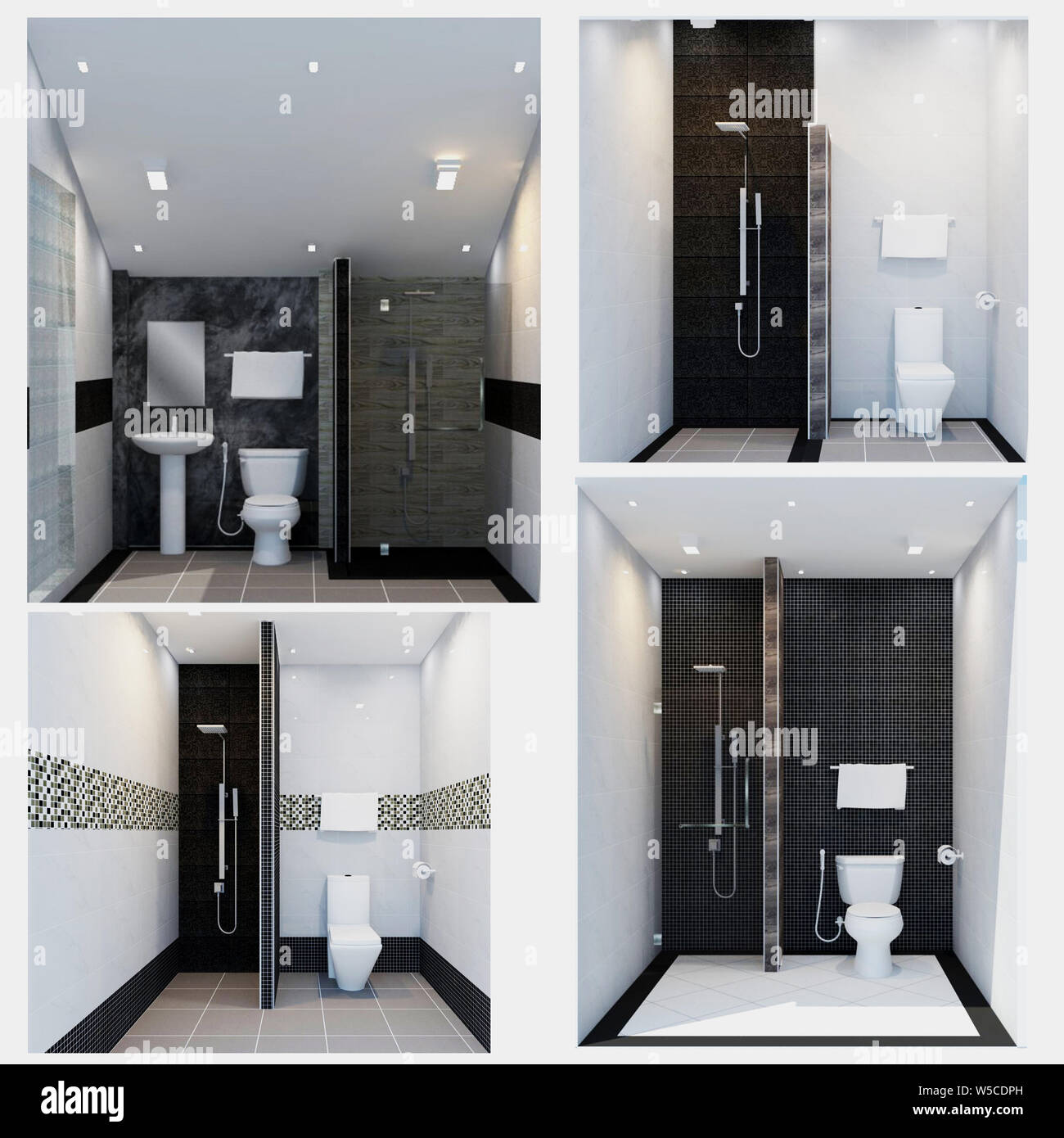 Toilet Rendering White toilet decoration in the bathroom. 3d rendering Stock Photo - Alamy