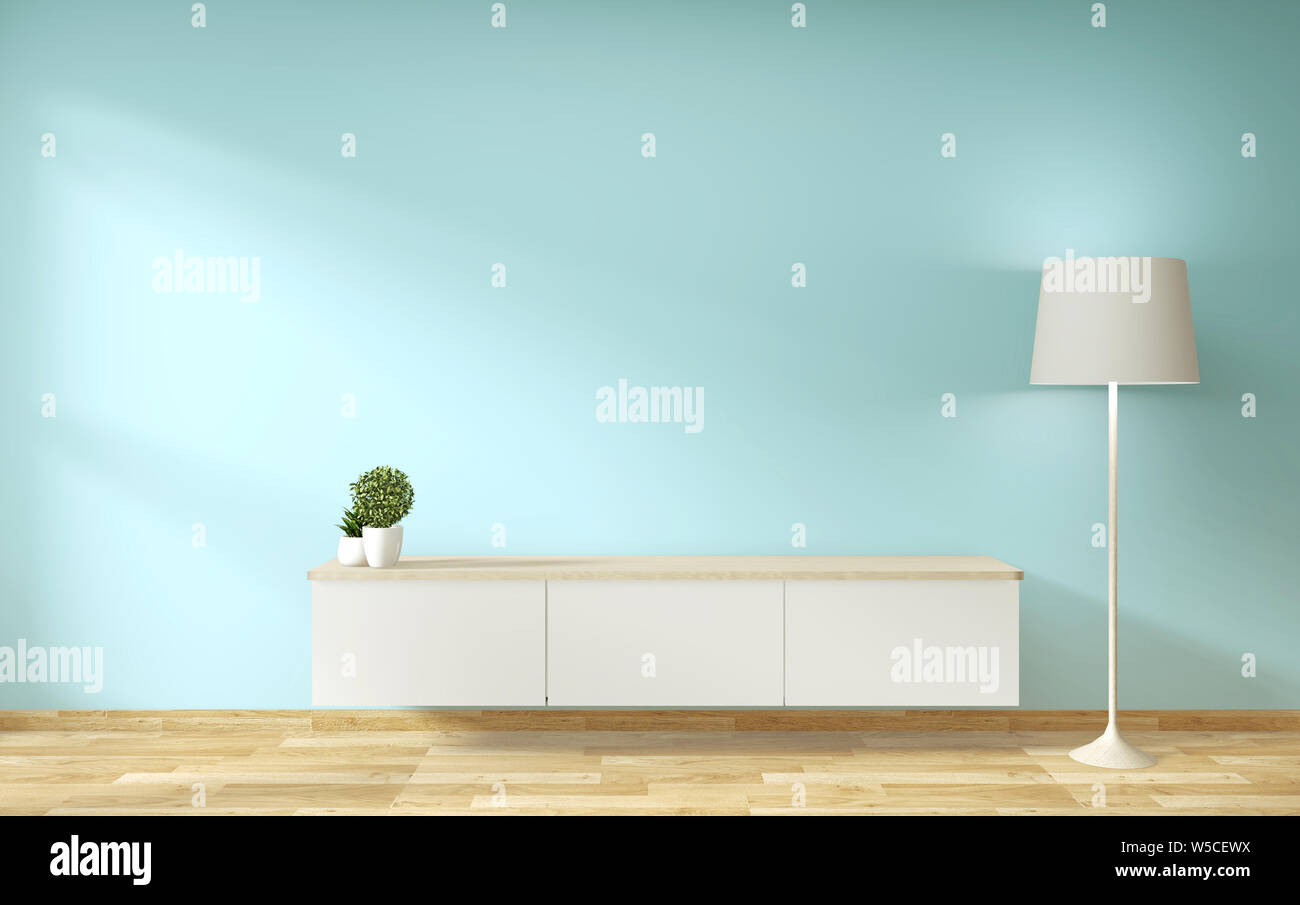Tv Shelf In Mint Room Modern Tropical Style Empty Room