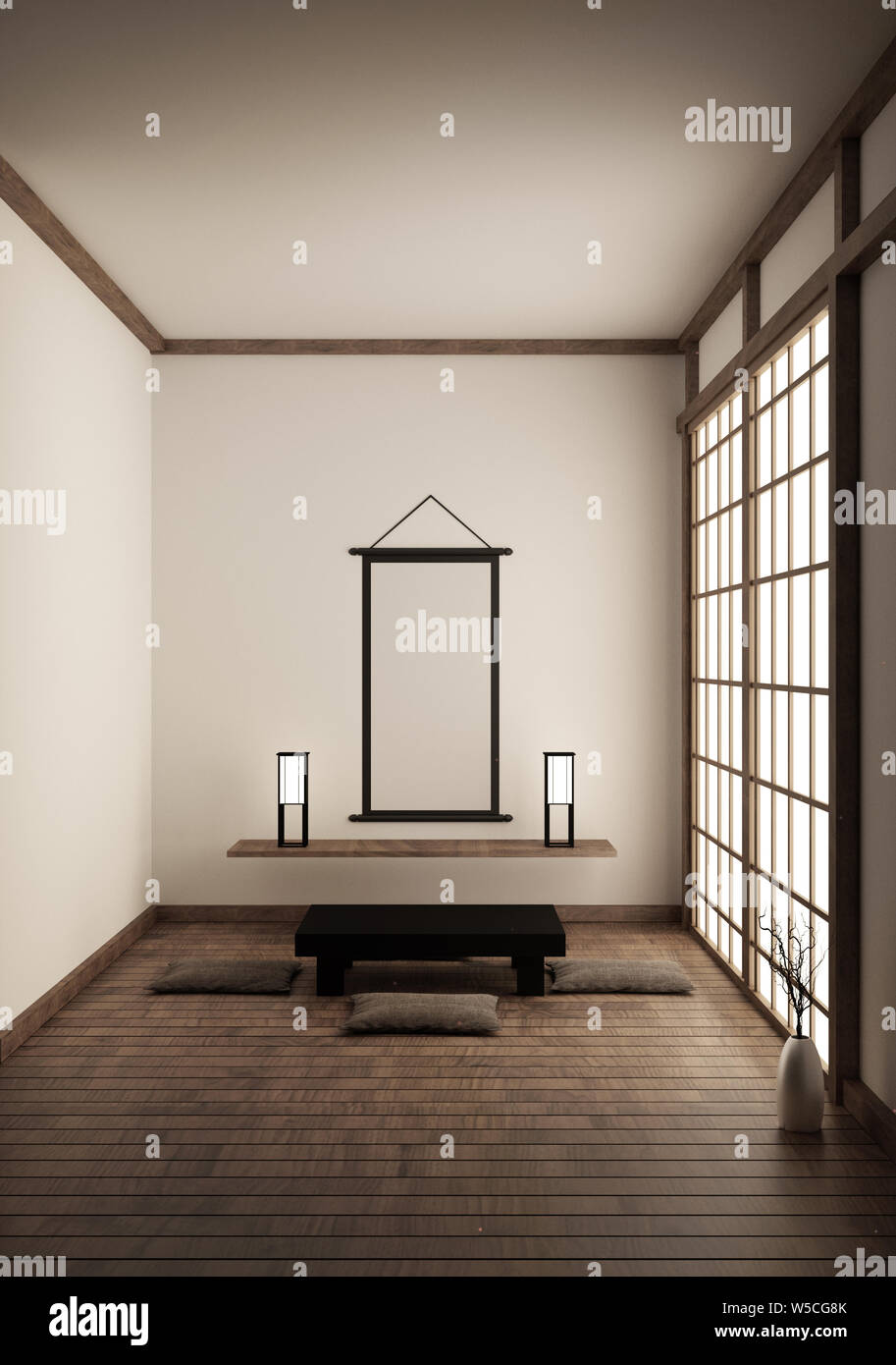 Room Japan Style Mock Up Interior Design 3d Rendering Stock Photo Alamy