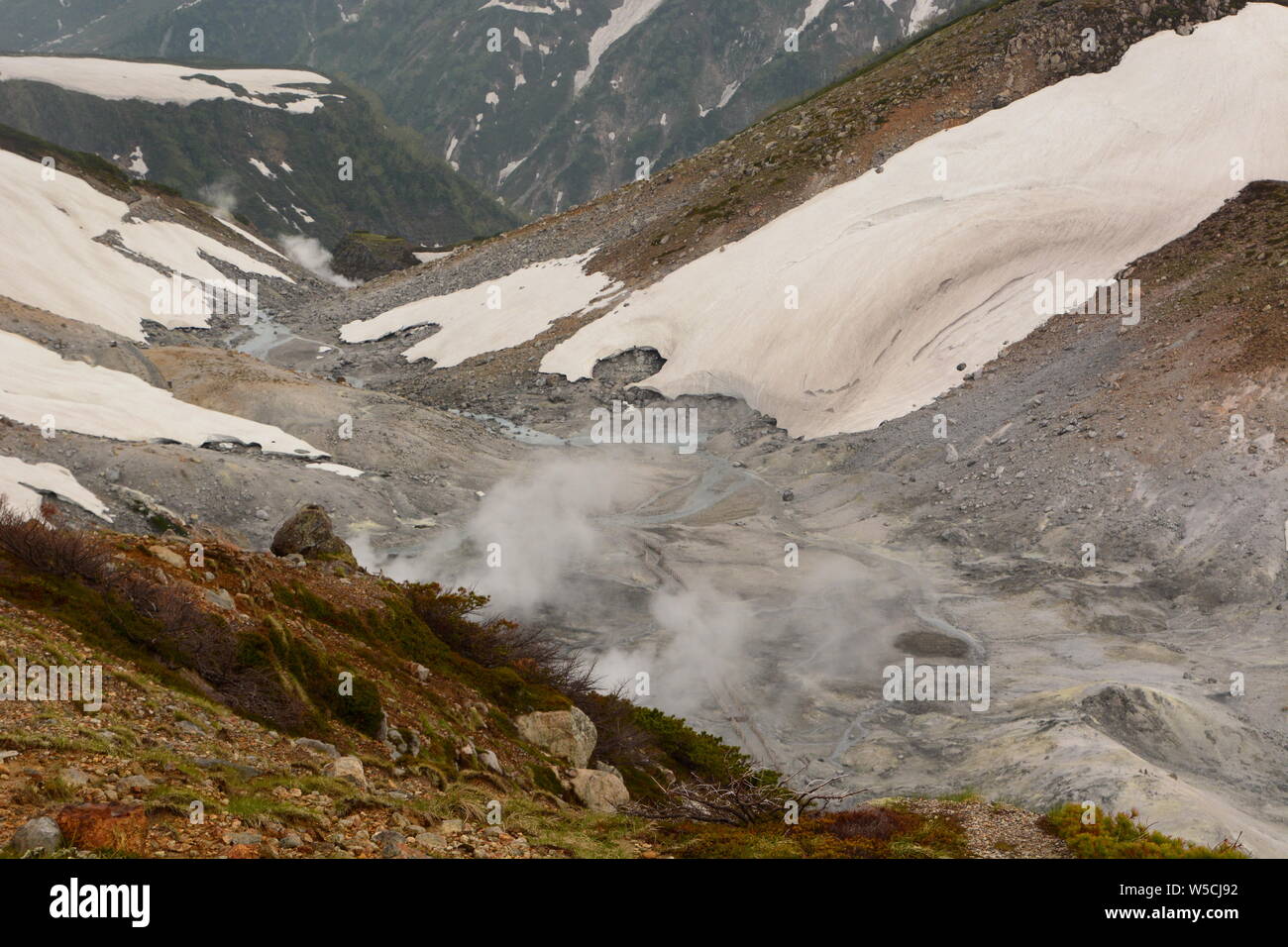 Jigokudani, the hell's valley. Murodo. Tateyama Kurobe alpine route. Japan Stock Photo