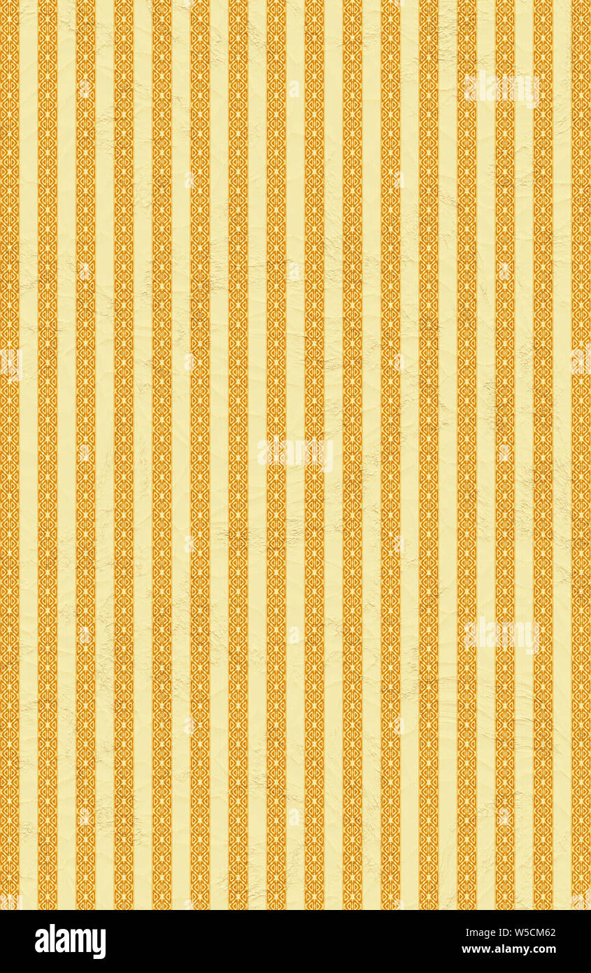 yellow striped retro wallpaper Stock Photo