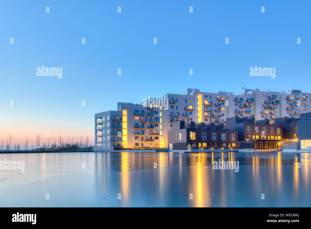 Residential area in Orestad district in Copenhagen Stock Photo