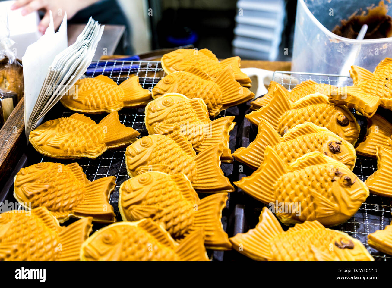 Japanese taiyaki fish cake at Bake 麵包屋, Chinatown, London, UK Stock Photo