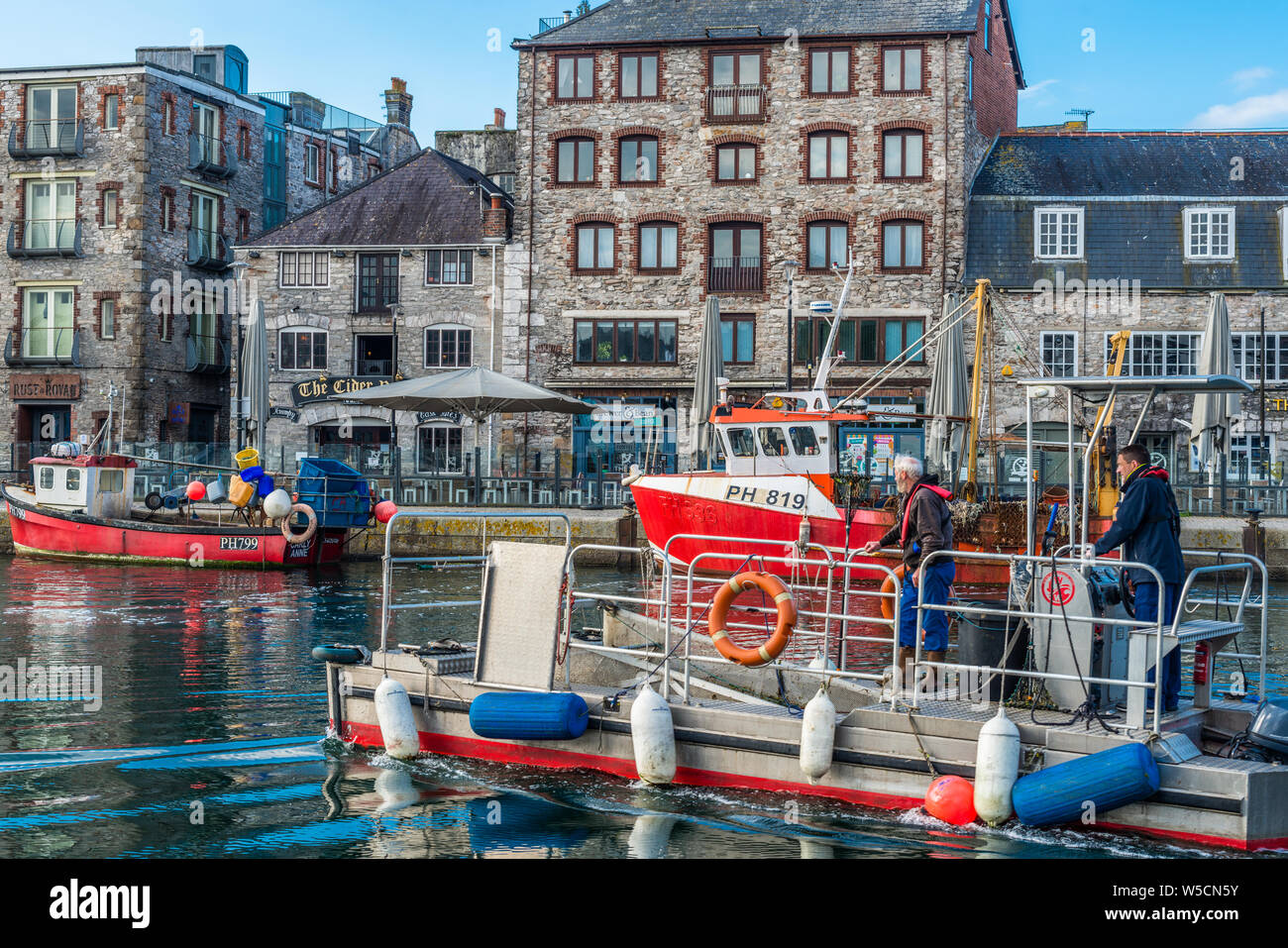 Sutton Harbour in the Barbican district of Plymouth, Devon, England, UK. Stock Photo