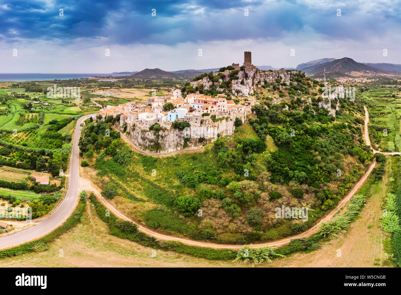Posada town in the Province of Nuoro in the Italian region Sardinia on Tyrrhenian Sea, Sardinia, Italy, Europe. Stock Photo