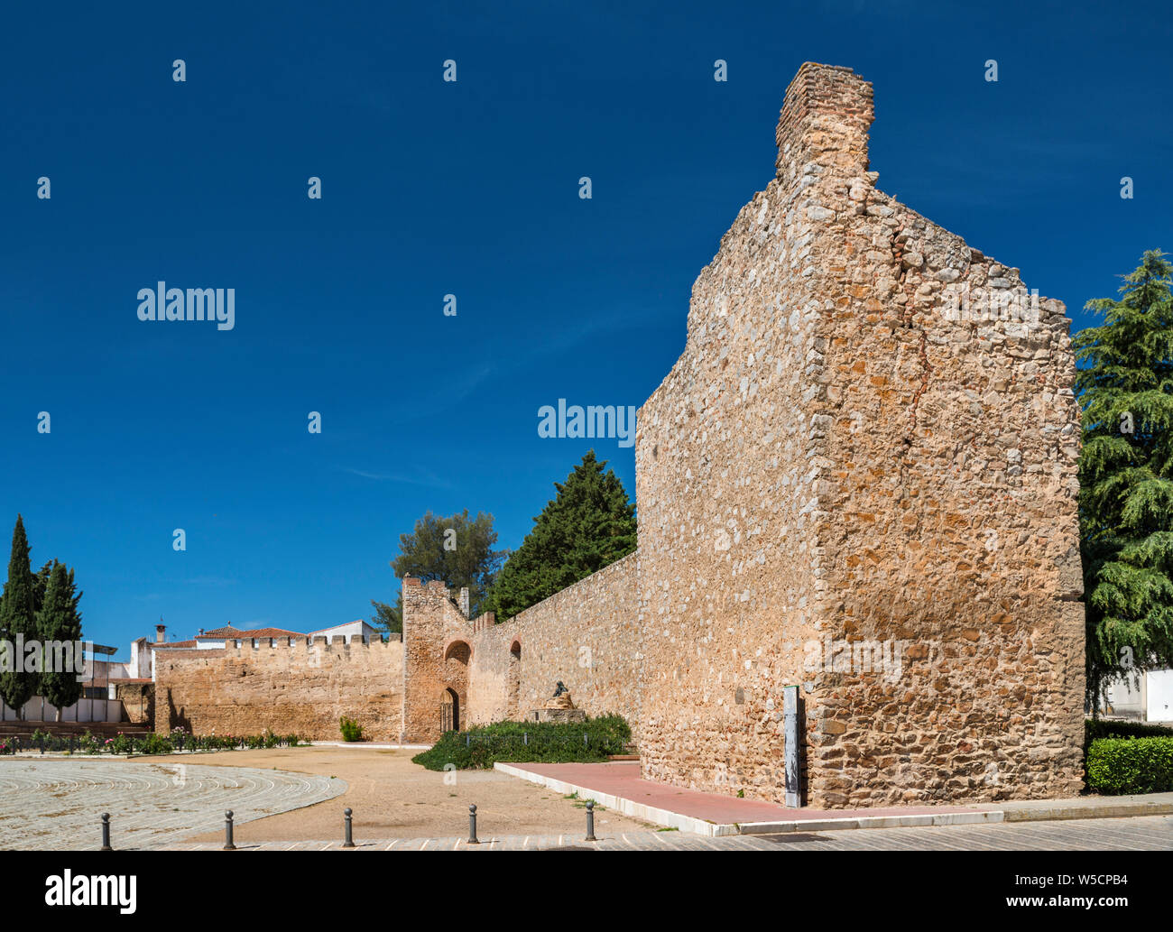 Remains of medieval wall in Llerena, Badajoz province, Extremadura, Spain Stock Photo