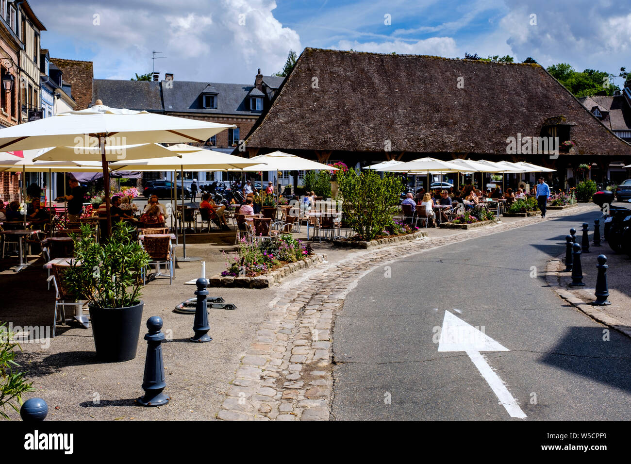 Cafe Brasserie in the village of Lyons-la-Forêt, Normandy, France. Stock Photo