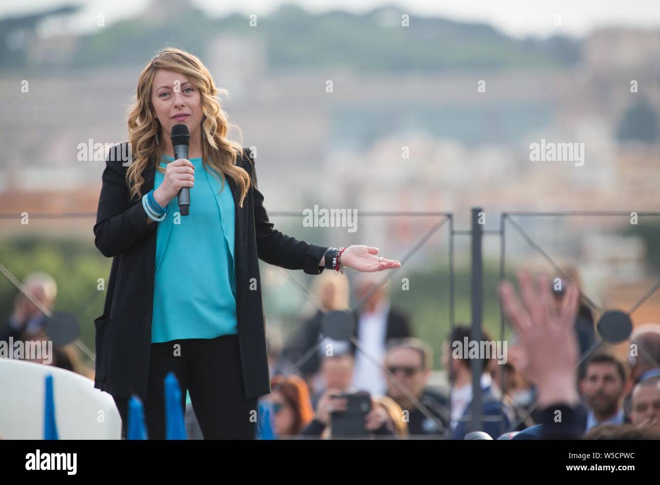 Giorgia Meloni all'apertura della Campagna elettorale del  Sindaco di Roma Stock Photo