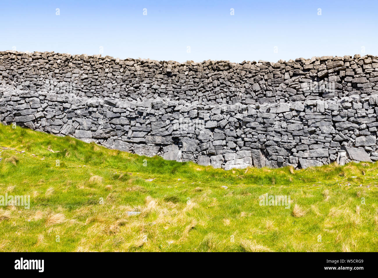 Rock walls from ancient fort ruins in in Inishmore, Aran Islands