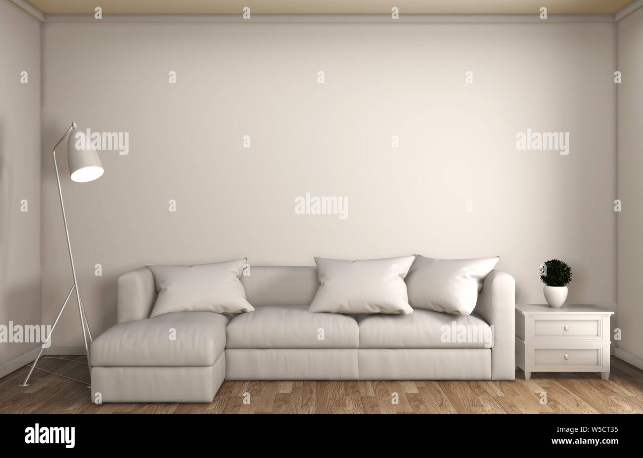 Mock Up Living Room Decoration Japanese Style Designed Minimal Zen