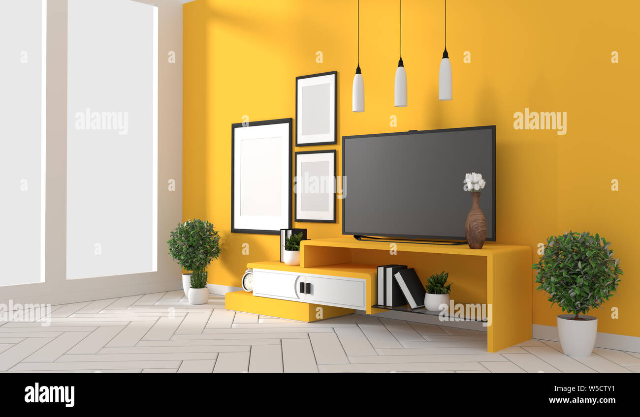 Yellow cheap tv cabinet