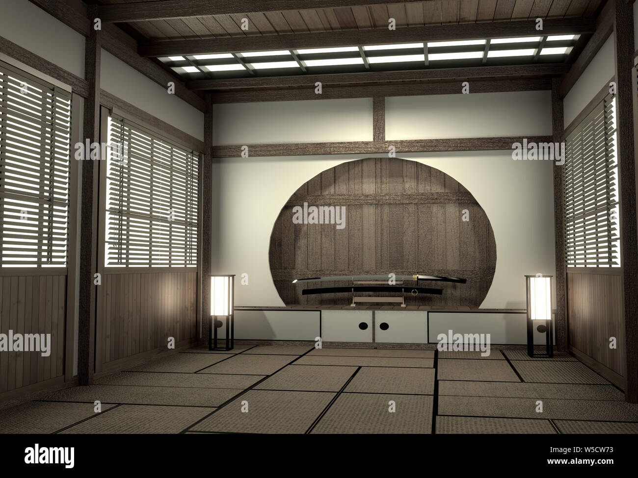 original room japanese style, Showa era , Design with the best Japanese room designers.3D rendering Stock Photo