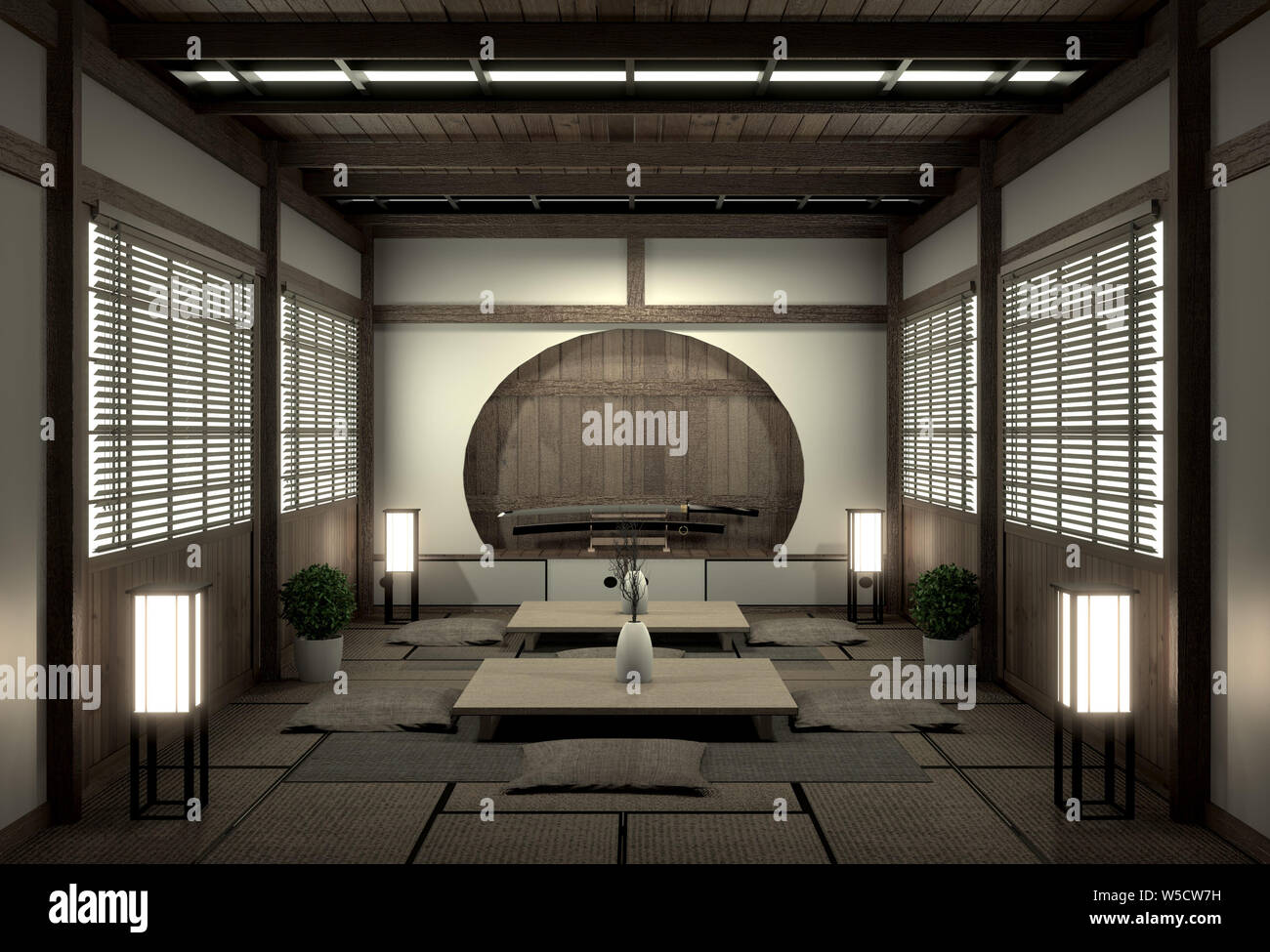 original room japanese style, Showa era , Design with the best Japanese room designers.3D rendering Stock Photo