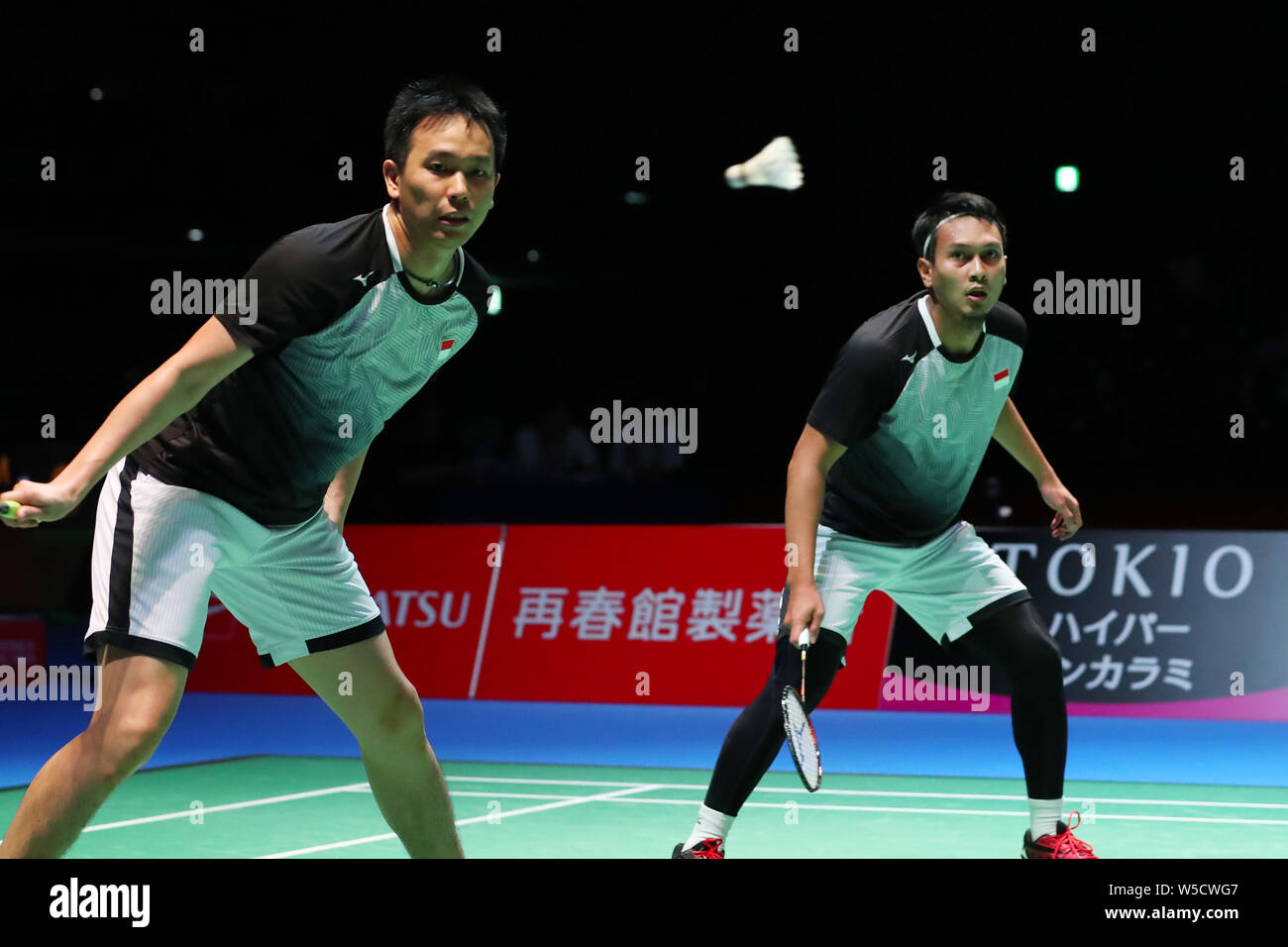 Tokyo, Japan. 28th July, 2019. Mohammad Ahsan & Hendra Setiawan (INA)  Badminton : Daihatsu Yonex Japan Open 2019 Men's doubles Final at Musashino  Forest Sport Plaza in Tokyo, Japan . Credit: Yohei