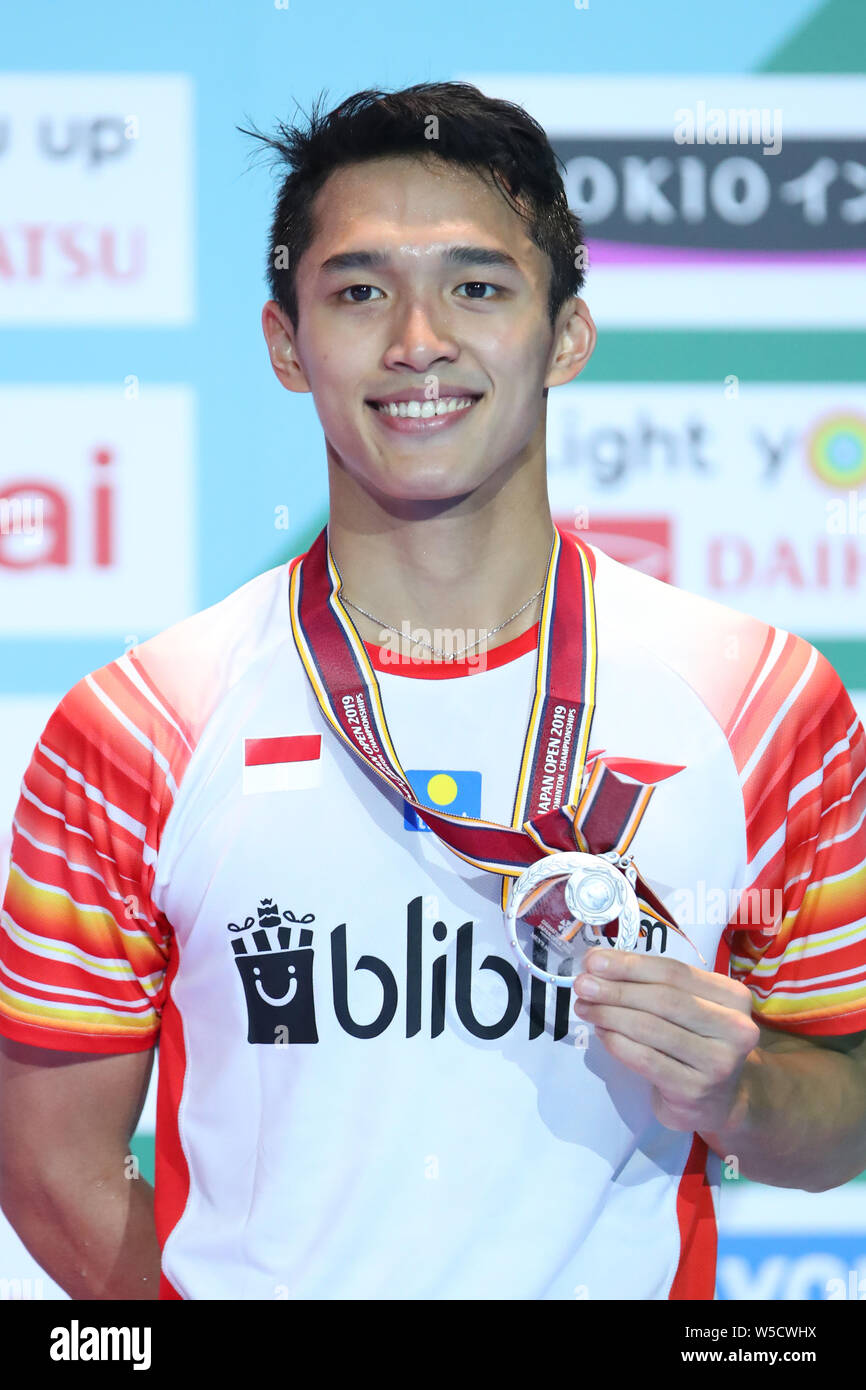 Tokyo, Japan. 28th July, 2019. Jonatan Christie (INA) Badminton : Daihatsu  Yonex Japan Open 2019 Men's singles Award ceremony at Musashino Forest  Sport Plaza in Tokyo, Japan . Credit: Yohei Osada/AFLO SPORT/Alamy