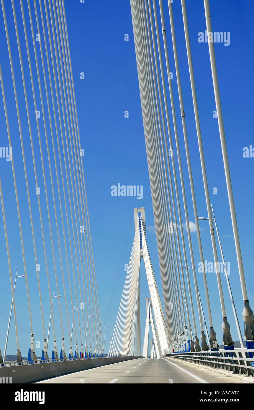 Rio -Antirio cable-stayed bridge Stock Photo - Alamy
