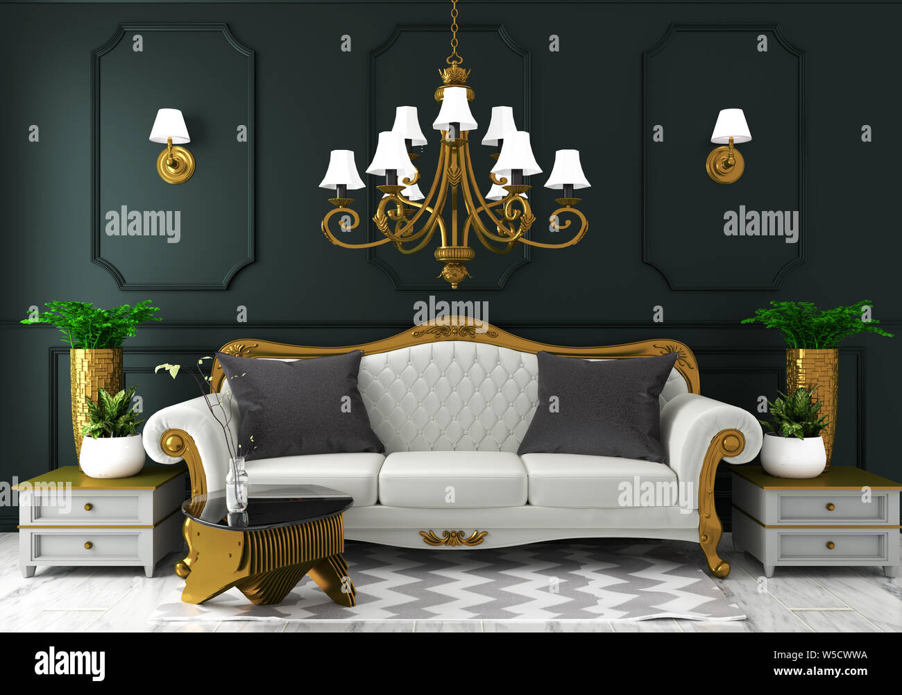 Interior Living Luxury Classic Style Decoration Black Wall