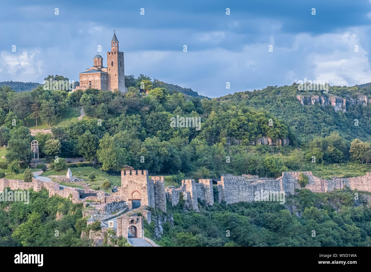 The medieval Tsarevets fortress, Veliko Tarnovo, Bulgaria. It was the capital of the Second Bulgarian Kingdom Stock Photo