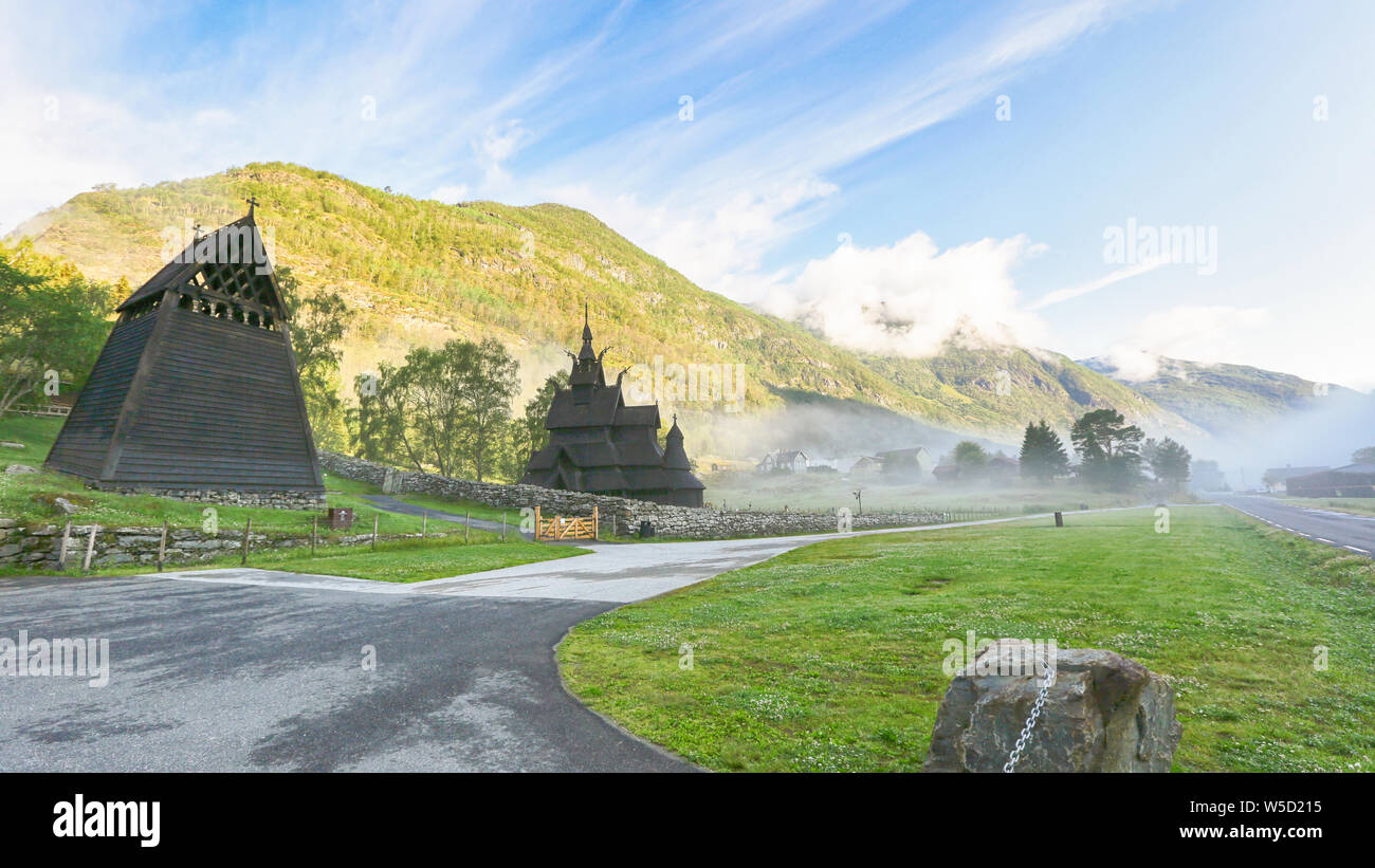 Borgund stave church located in the municipality of Laerdal, Norway Stock Photo