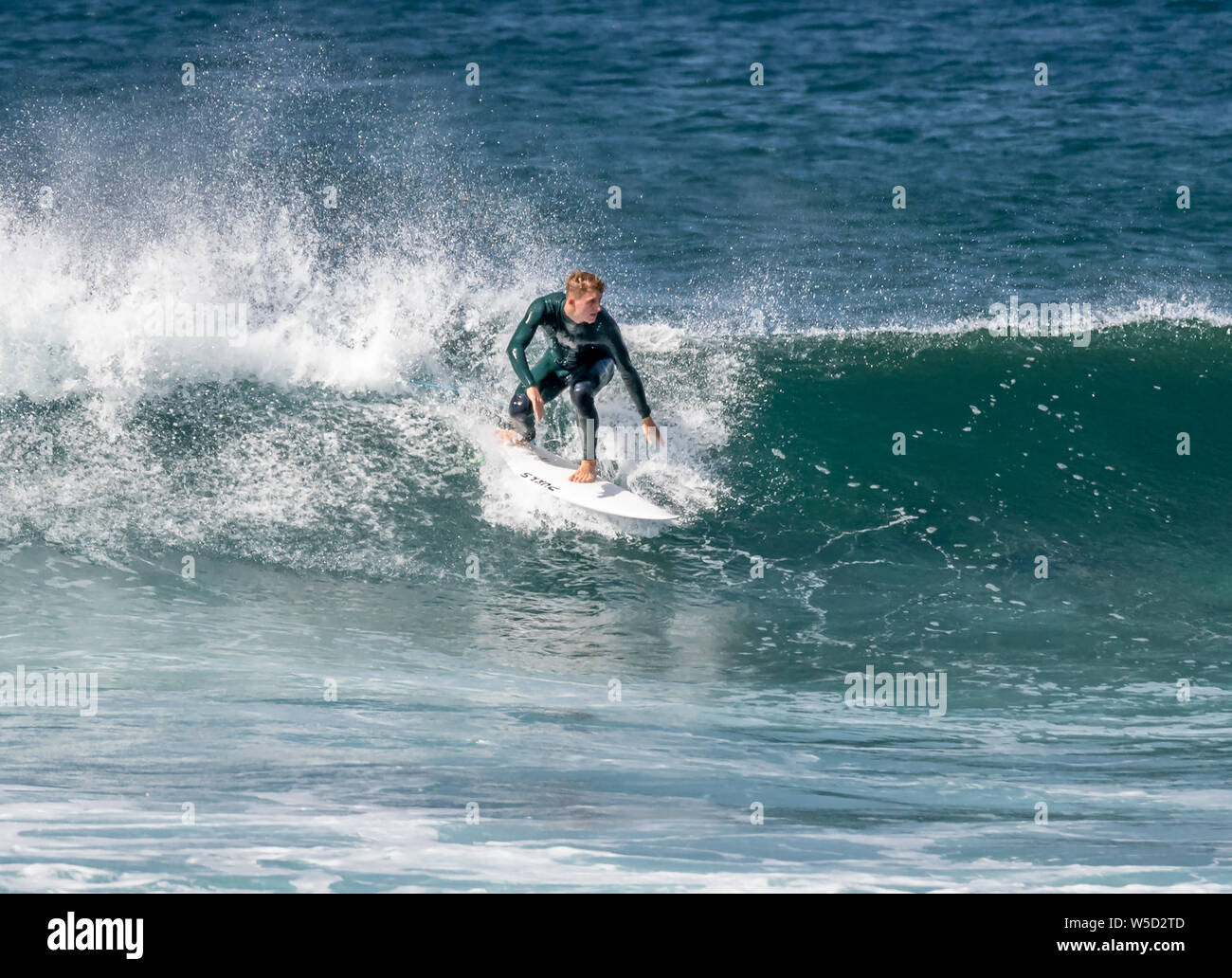 Short Board Surfing, Playa de las Americas Stock Photo