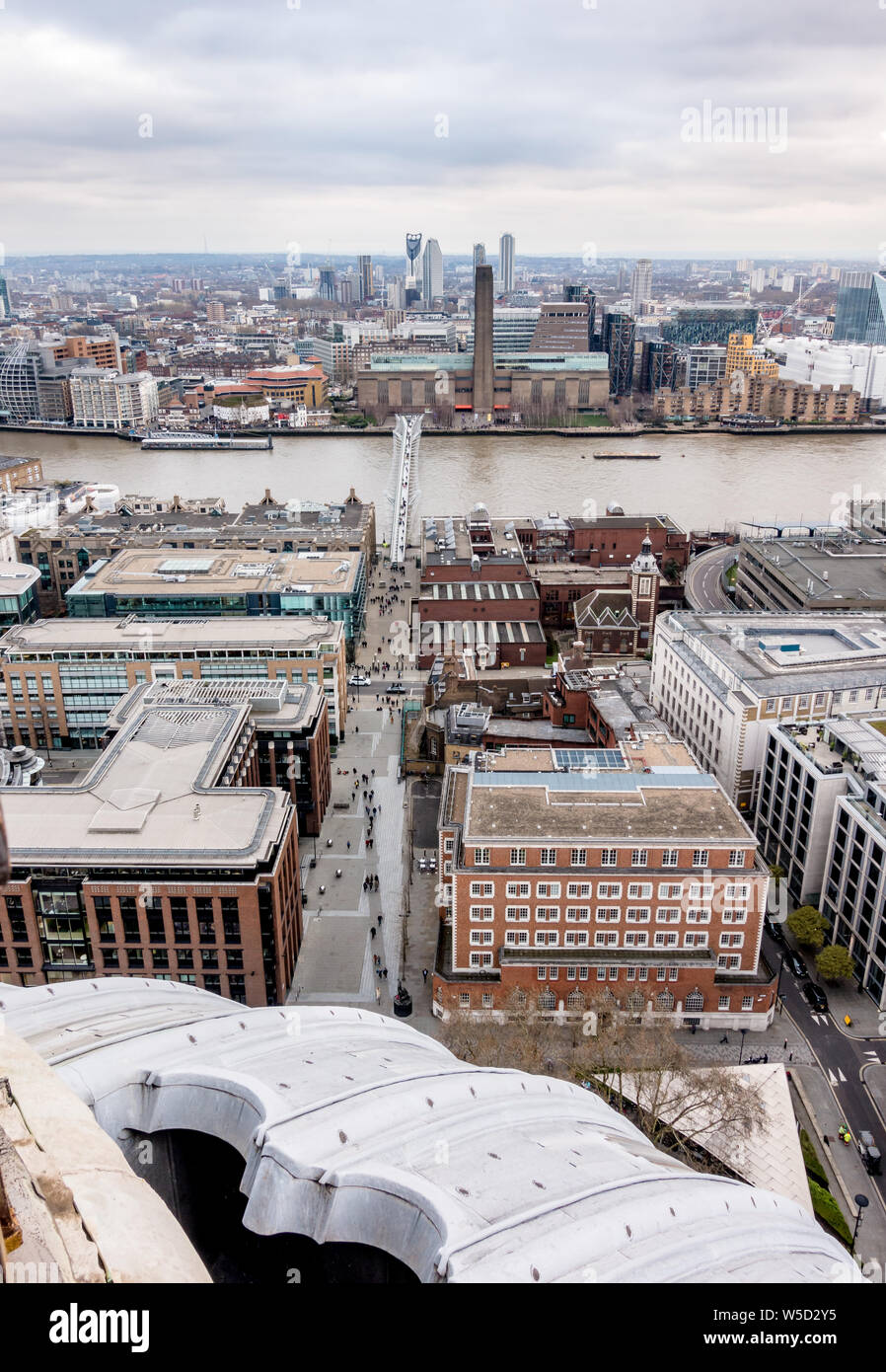 View South across the River Thames from St. Paul's Cathedral Dome, London Stock Photo