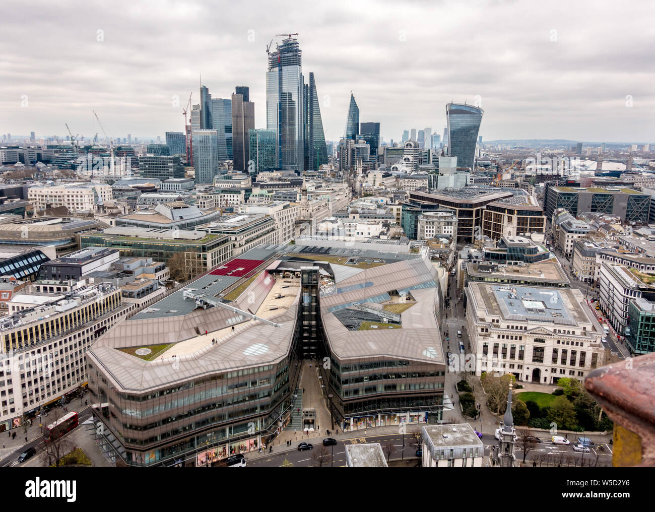 View  East from St. Paul's Cathedral Dome over the City of London Stock Photo