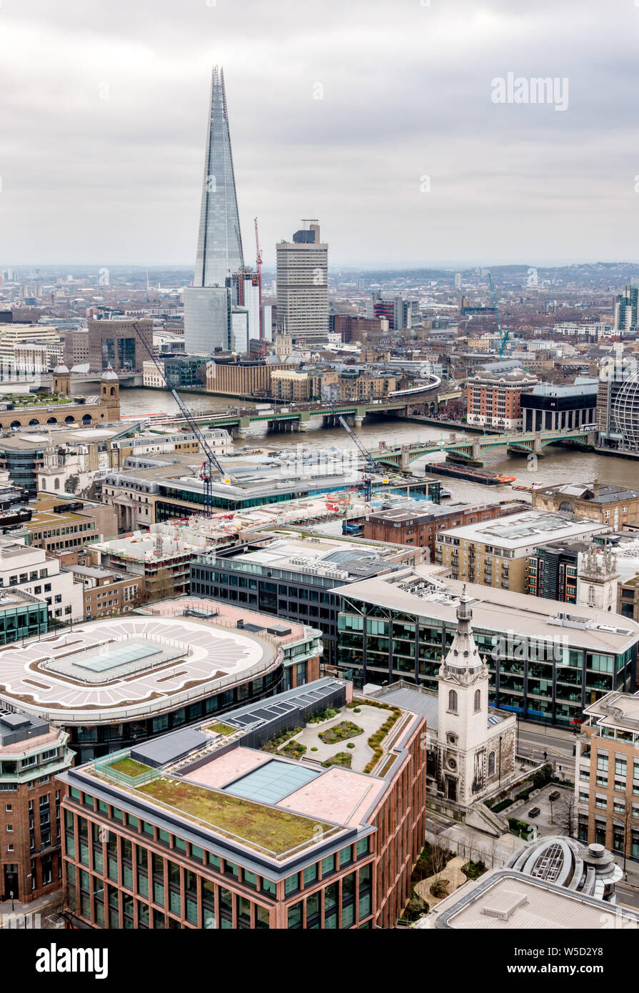 View South East across the River Thames from St. Paul's Cathedral Dome, London Stock Photo