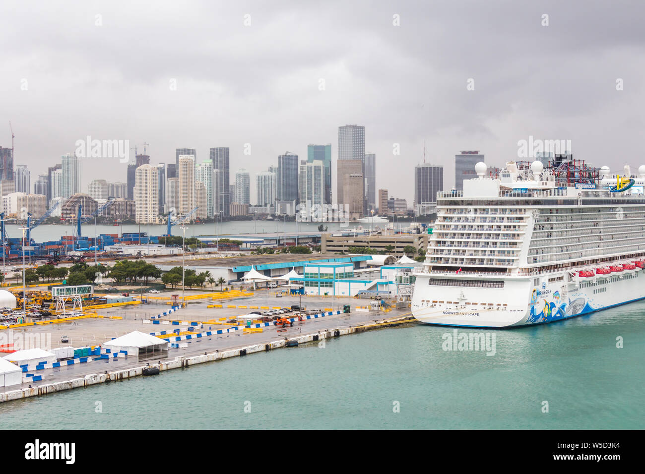 MIAMI, USA DECEMBER 11, 2016 Port of Miami with cruise ships. Miami is major port in United