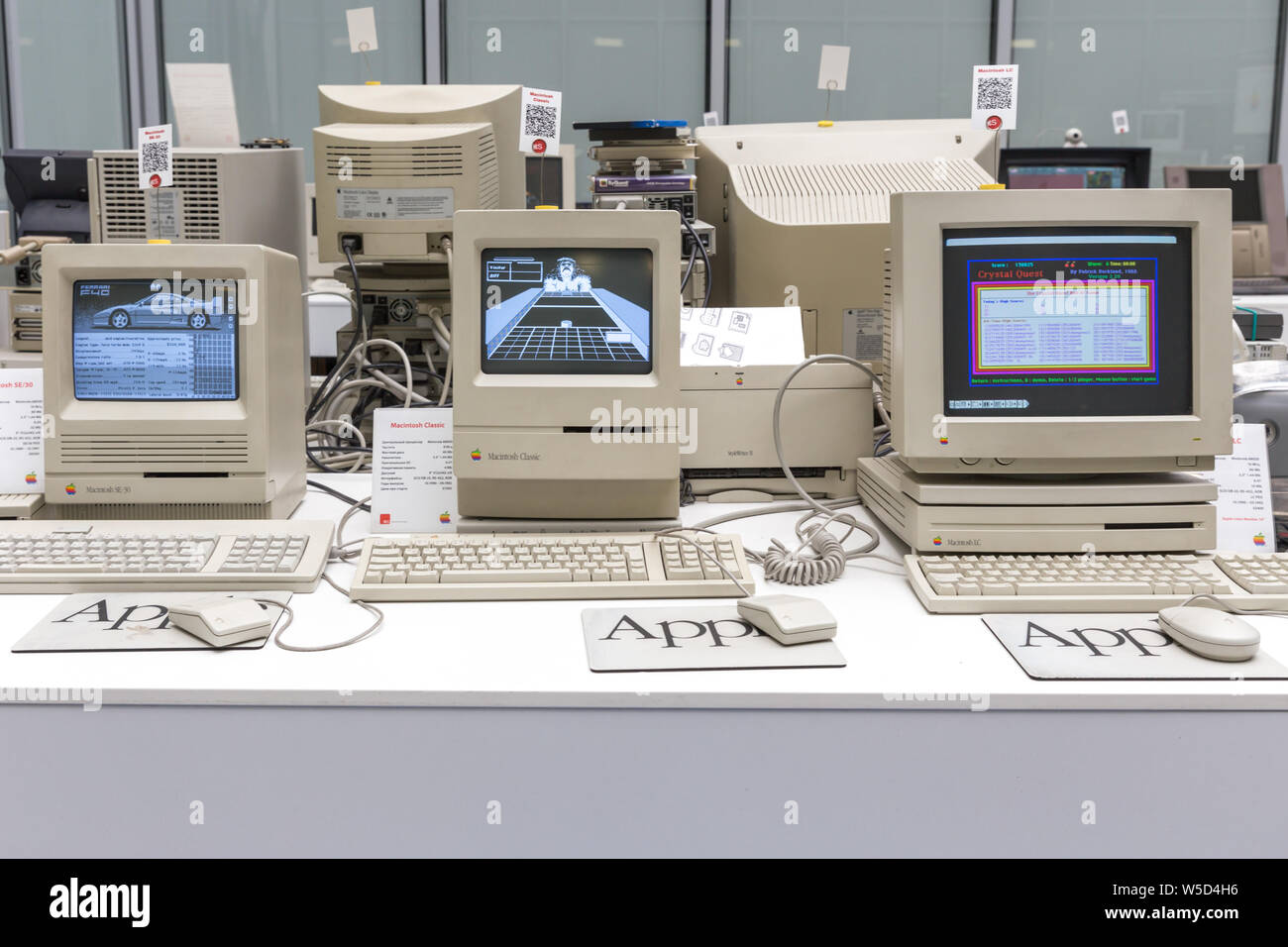 MOSCOW, RUSSIA - JUNE 11, 2018: Old original Apple Mac computer in museum in Moscow Russia Stock Photo