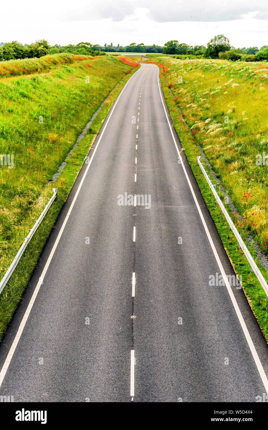uk motorway road overhead view at daylight Stock Photo Alamy