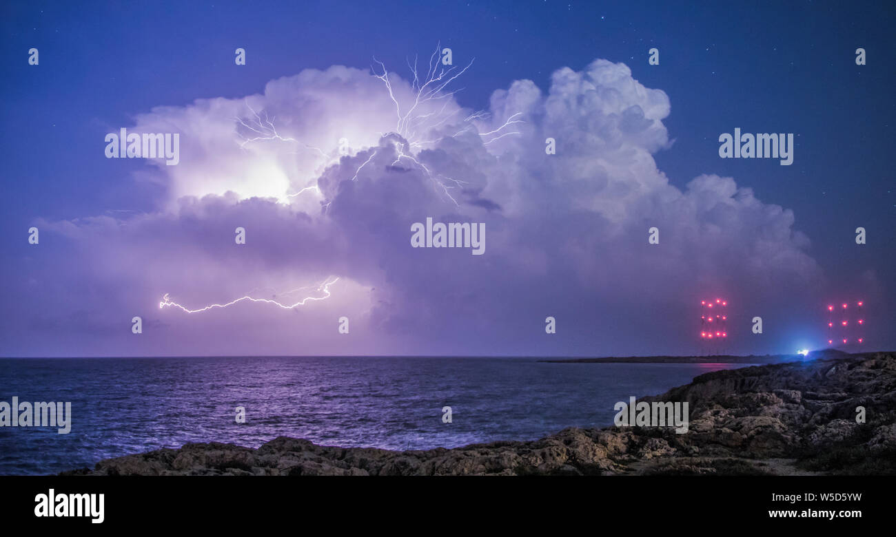 Storm chasing over Cavo Greco Ayia napa, Cyprus Stock Photo