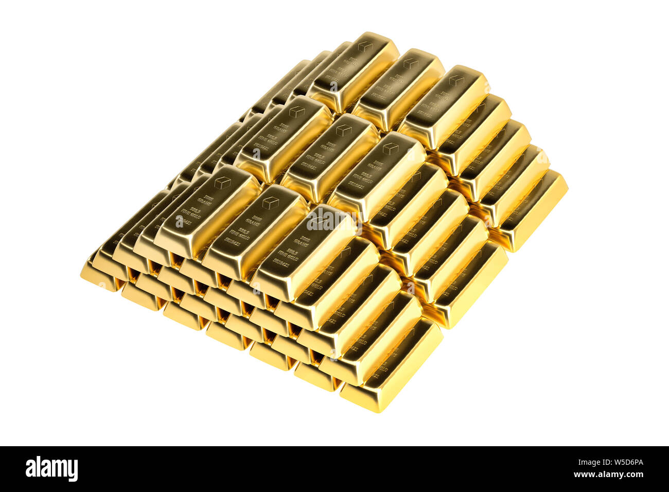 Gold bars isolated on white - 3d rendering Stock Photo - Alamy