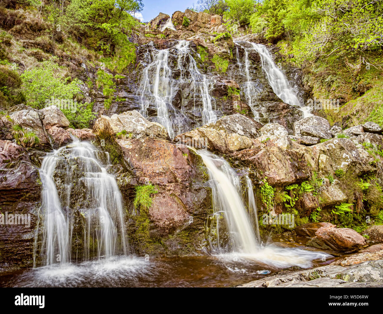 Rhiwargor Waterfall or Pistyll Rhyd-y-meincau on the River Eiddew above Lake Vyrnwy, Powys, Wales, UK.. Stock Photo